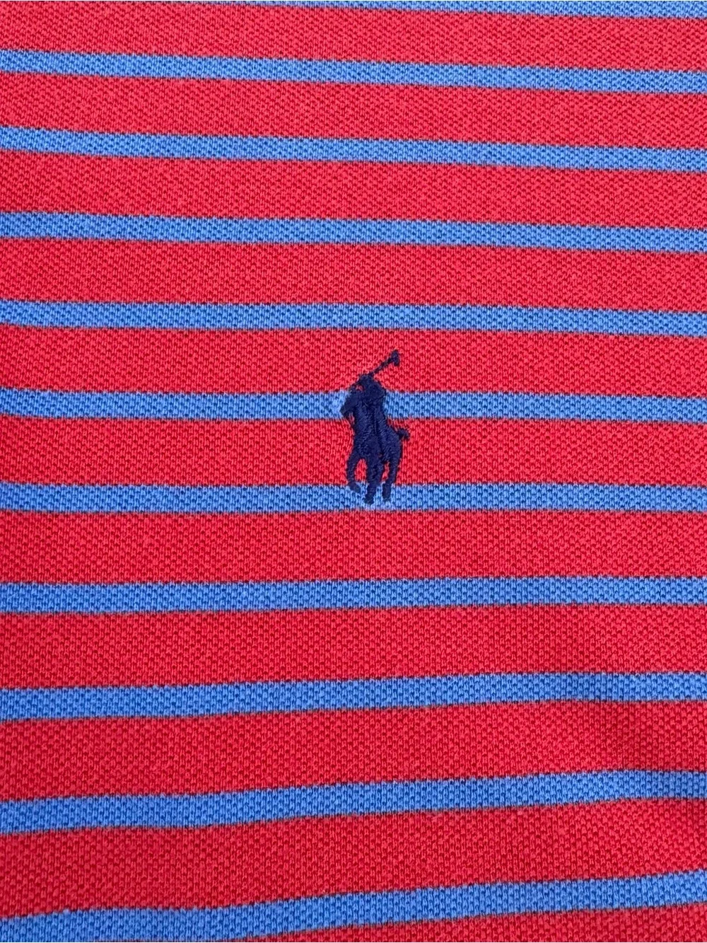 Ralph Lauren Men’s Polo Shirt - Red with Blue Stripe